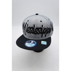 Pit Bull Mississippi Snapback Hat Gray Baseball Cap Gray Black Spellout State